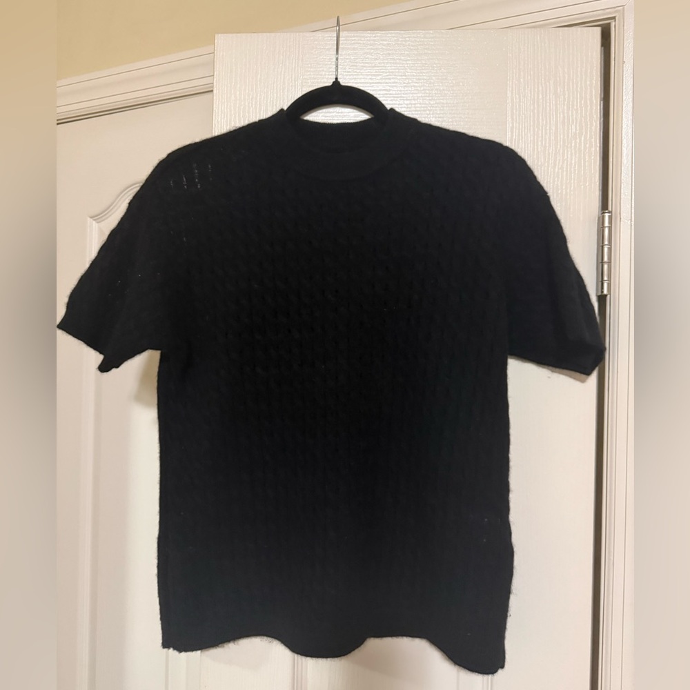 NAADAM Classic Black Short Sleeve Cashmere Knit Top Size Small